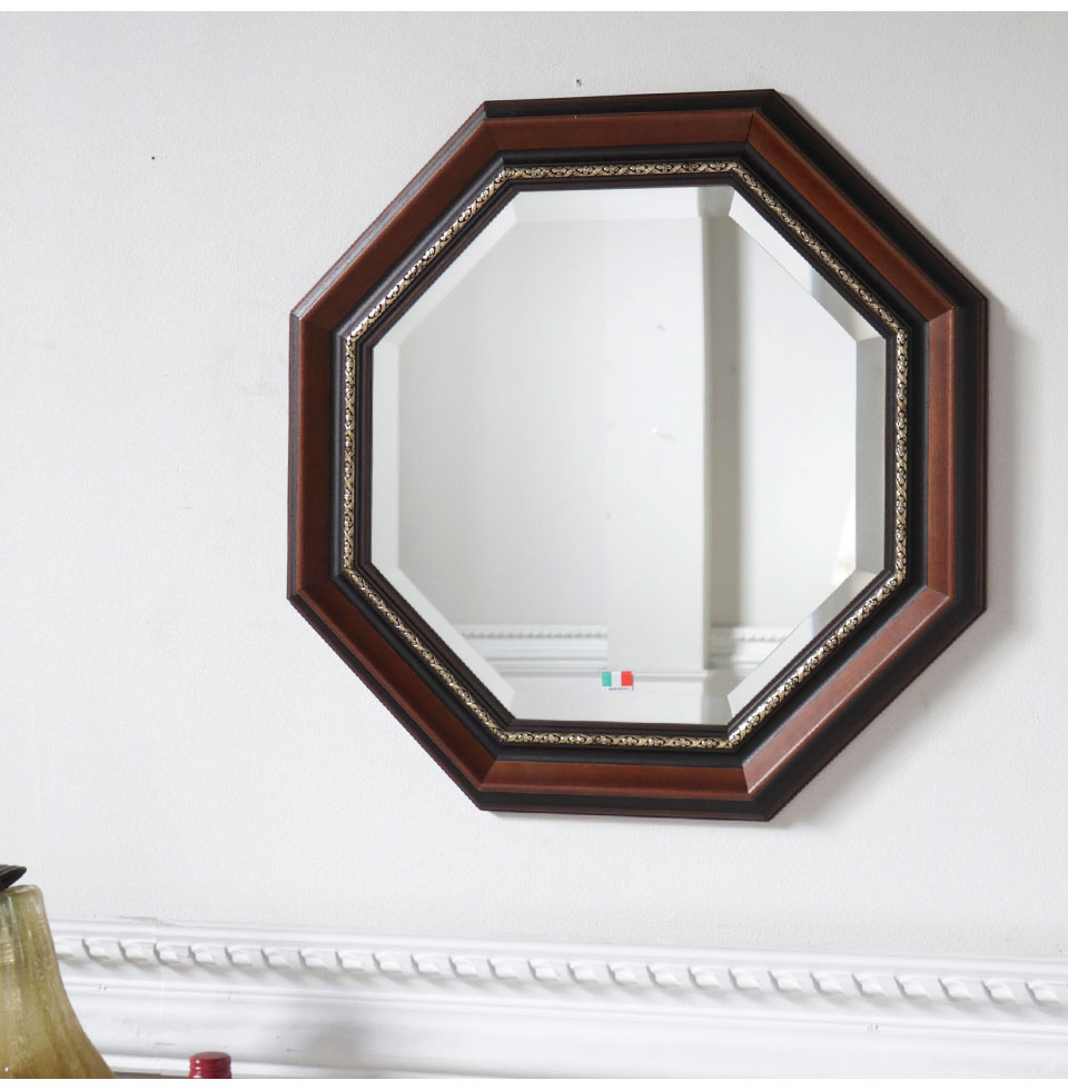 イタリア製 八角形 ウォールミラー(壁掛け鏡) 52×52cm｜おしゃれ
