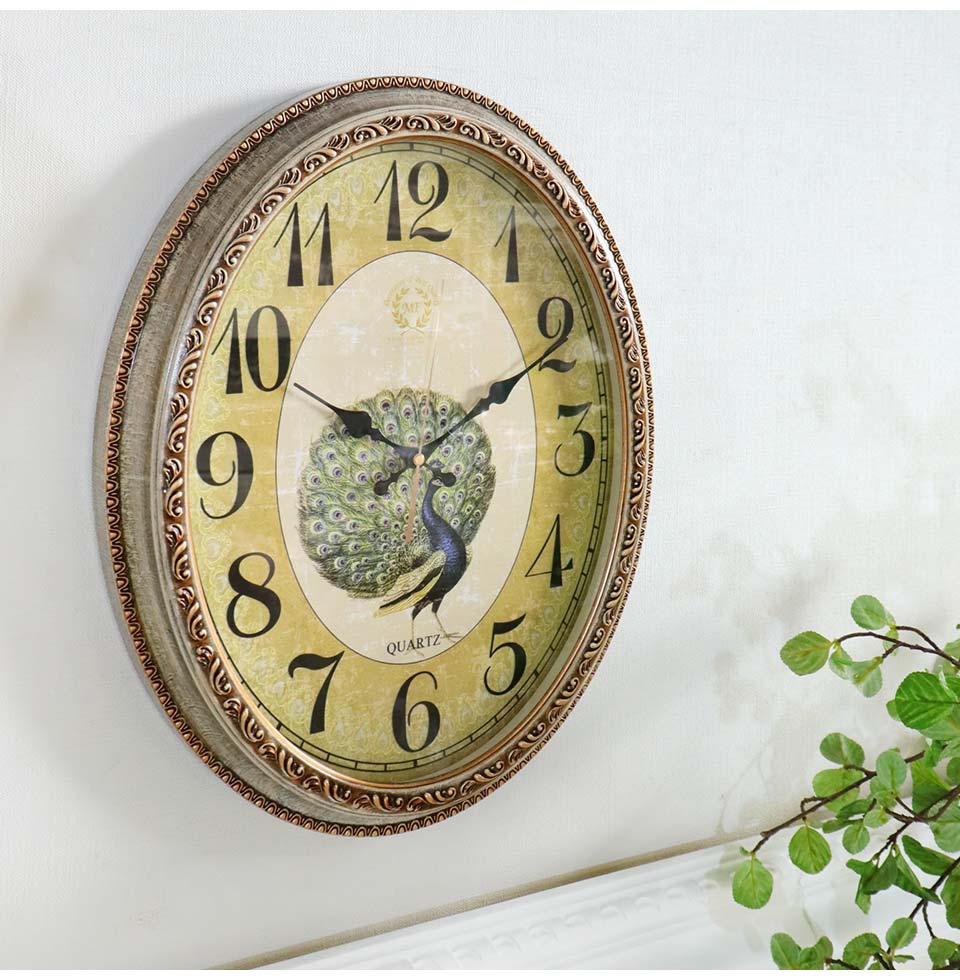 【送料無料】ロココ調 ウォールクロック(壁掛け時計) 孔雀 40.5×55cm